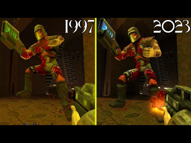 Quake 2 1997 Original vs Remastered 2023 PC RTX 4080 Graphics Comparison