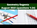 Geometry Regents August 2022 Questions 1-24