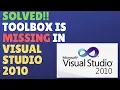Visual Studio 2010 Toolbox Window Is Missing Or Not Showing