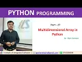Part - 27 MultiDimensional Array in Python Hindi Language