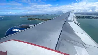 Heavy JetBlue Airways Airbus A320 Takeoff Landing Charlotte - Boston N521JB Seat 12F