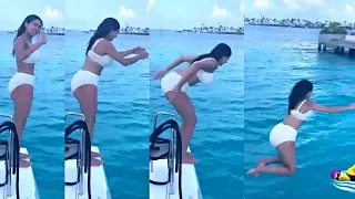 video sara ali khan bikini jump in sea in maldives 