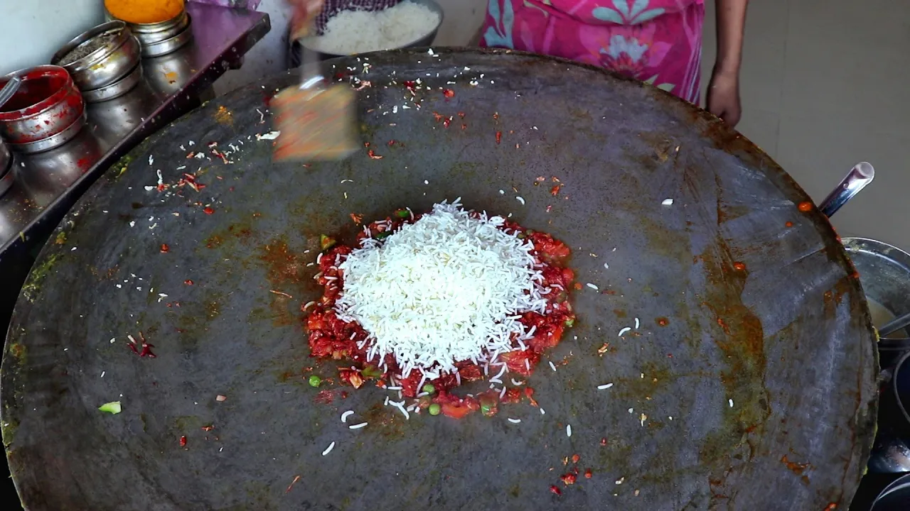 Tastiest Veg. Pulao Making At Maganlal Pav Bhaji   Road Side Healthy Meal   Indian Street Food