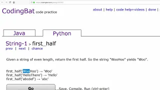 CodingBat first half