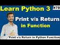 Print vs Return in Python Programming Python tutorial for beginners in Hindi Urdu Cyber Warriors