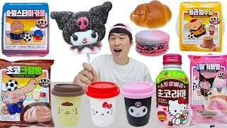 헬로키티  편의점 산리오 다양한 디저트 먹방 Convenience Store Sanrio Various Dessert Mukbang 산리오 크림빵 초코라떼 젤리 째미JJAEMI