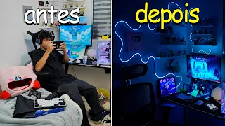 REFORMEI meu quarto/setup gamer dos sonhos em 2025! (ficou lindo...)