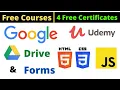 Udemy Free Certificate Courses Google Drive HTML CSS JavaScript Projects Online Classes
