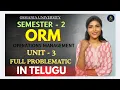 ORM OPERATIONS MANAGEMENT UNIT-3 FULL PROBLEMATIC EXPLANATION OU MBA SEM-2 shivanipallela