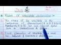 Rules of Variable declaration in Java Learn Coding