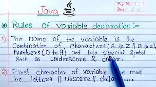 Rules of Variable declaration in Java Learn Coding