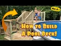 How to build a multi level above ground pool deck with storage and lockable gate