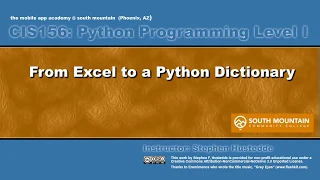 Python 06I - From Excel to a Python Dictionary