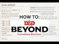 How to make a monster using D D beyond