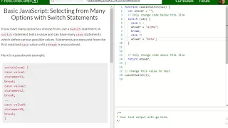 Basic JavaScript Selecting from Many Options with Switch Statements free code camp Dani