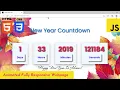 Happy New Year Countdown Using HTML CSS JavaScript With Source Code Animated Responsive Webpage
