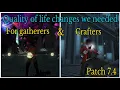 Changes to gatherers and crafters in patch 7 4