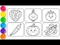 Healthy Vegetables Drawing Coloring for Kids Easy Vegetable Drawing Learn Colors for Kids
