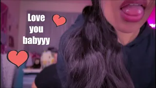 Girlfriend cleans your face with tongue ASMR