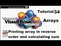Printing array in reverse array data structure in visual basic programming Tutorial 34