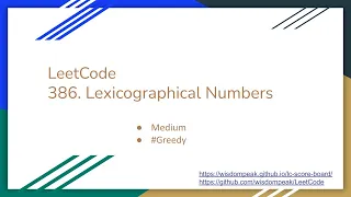 LeetCode 386 Lexicographical Numbers