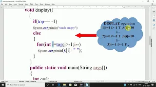 Stack operations PUSH POP DISPLAY implementation using Java language