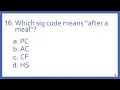 Pharmacy Abbreviations and Sig Codes PTCB Test Prep Question - Which sig code means after a meal