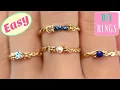 Dainty Rings With Beads and Crystals wire wrapping rings DIY Rings Stacking Rings