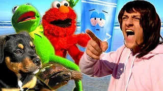 Download Angry Mom takes Kermit the Frog, Elmo, Towelie \u0026 Puppy to the Beach! MP3