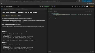 2657 Find the Prefix Common Array of Two Arrays Leetcode Daily Challenge