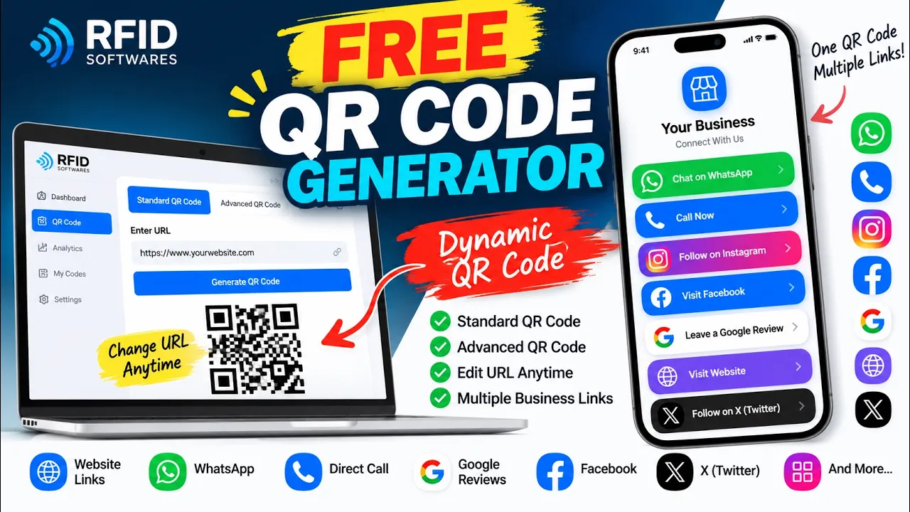 Free QR Code Generator & NFC Business Stands | RFID Softwares