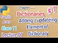 Adding Updating element of dictionary Dictionaries 07 Sumita arora Class 11 Lecture 07
