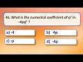 Maths Quiz MCQs on Algebraic Expressions Algebraic Expressions Quiz