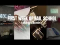 VLOG MY 1ST WEEK OF NAIL SCHOOL taking clients acrylic application pedicure nail supply etc