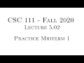 C Programming Fall 2020 - Lecture 5 02