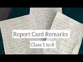 Report Card Remarks for Students Comments Positive Remarks for class 1 to 8