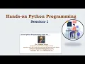 Hands-on Python Programming - Session 1 By Dr Rizwan Alam