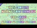 COMPLETE NATIONAL SHINY LIVING DEX All Forms Genders All Own OT Mainline Games Only