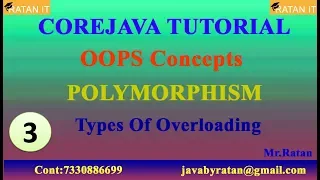 Core java OOPS -3 Polymorphism Types Of Overloading By Ratan sir
