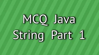 MCQ Java String Part 1