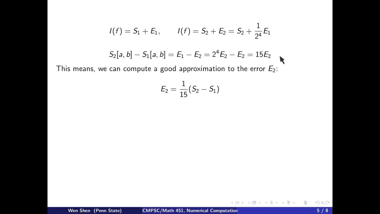 ch4 A: Adaptive Simpson's Quadrature. Wen Shen