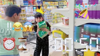 اشترينا حلويات العيد في ٦٠ ثانية بس !! 😱🤣