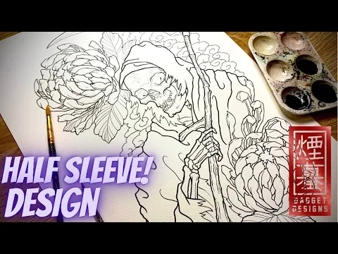 Download MP3 How to draw a Grim Reaper tattoo design (sleeve tattoo tutorial) - part 1
