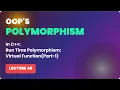 Oops in C Run Time Polymorphism Virtual Function Part-1 Introduction -40