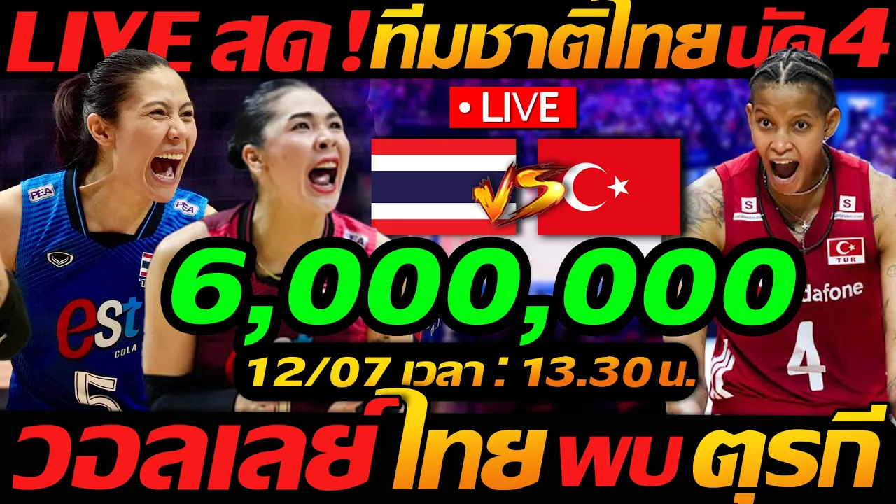 LIVE สดวอลเลย์บอล ทีมชาติไทย พบ ทีมชาติตุรกี นัดที่4 วอลเลย์บอลหญิง VNL2026 - แตงโมลง ปิยะพงษ์ยิง