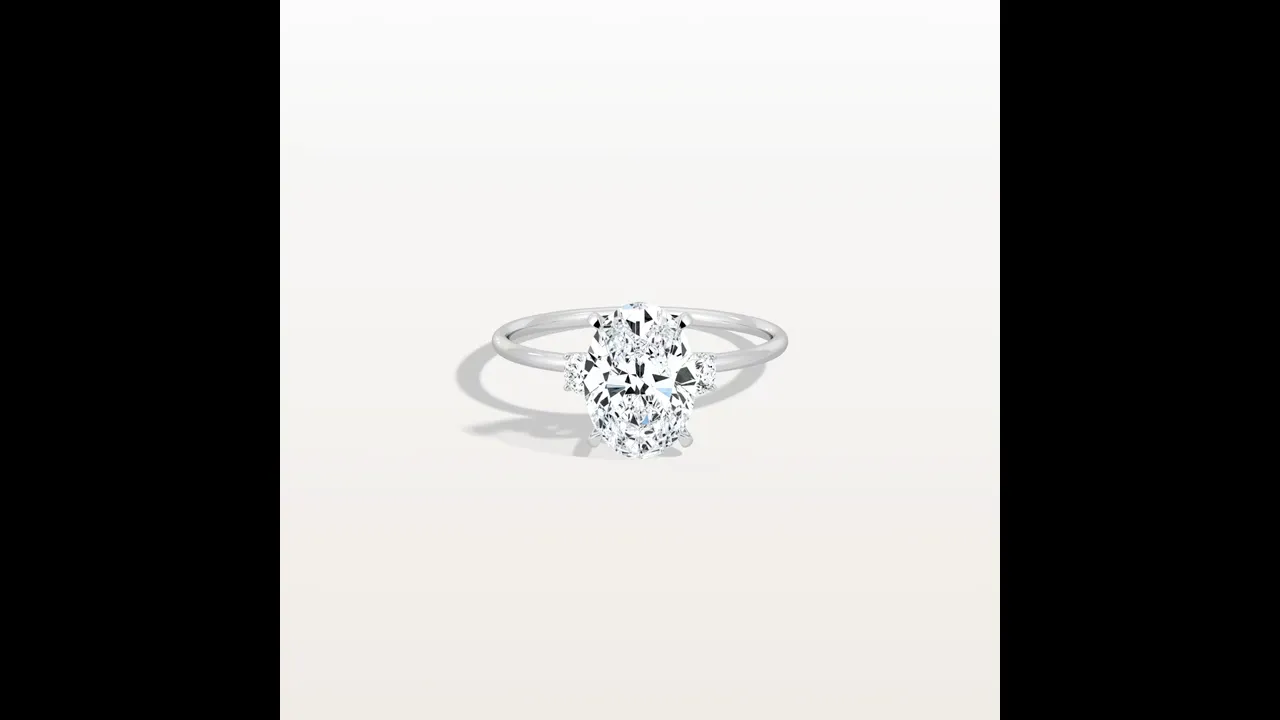 Olivia丨2CT Three-Stone Lotus-Inspired Lab-grown Diamond Engagement Ring