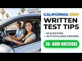 Top California DMV written test tips featuring 50 practice questions with explained answers to pass