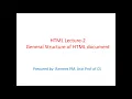 HTML Document General Structure Malayalam HTML Lecture 2
