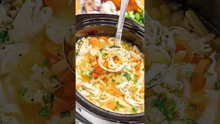 Slow Cooker Chicken Noodle Soup #soup #recipe #cooking #dinner #chickennoodlesoup