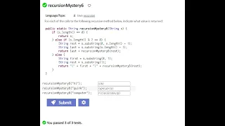 Java codeStepByStep recursionMystery6 recursion